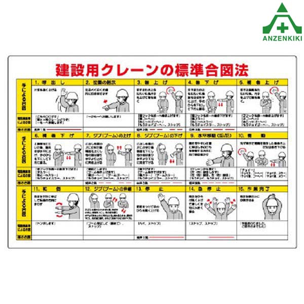 楽天市場 327 31a クレーン合図法標識 建設用クレーンの標準合図法工事現場 安全標識 建設現場 建築現場 安全管理 安全保安用品専門 安全機器 株