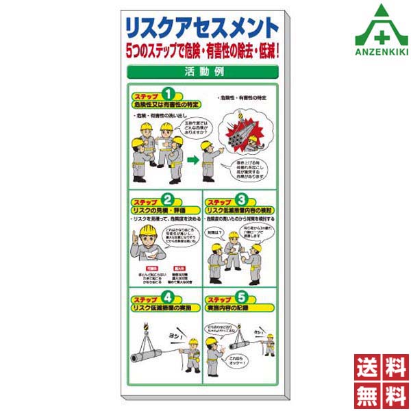 <br>313-907A スーパーフラット掲示板 ｢リスクアセスメント｣ (2000×850mm) (メーカー直送/代引き決済不可)<br>工事現場 表示板 危険予知 KY活動 建設現場 建築現場 送料無料