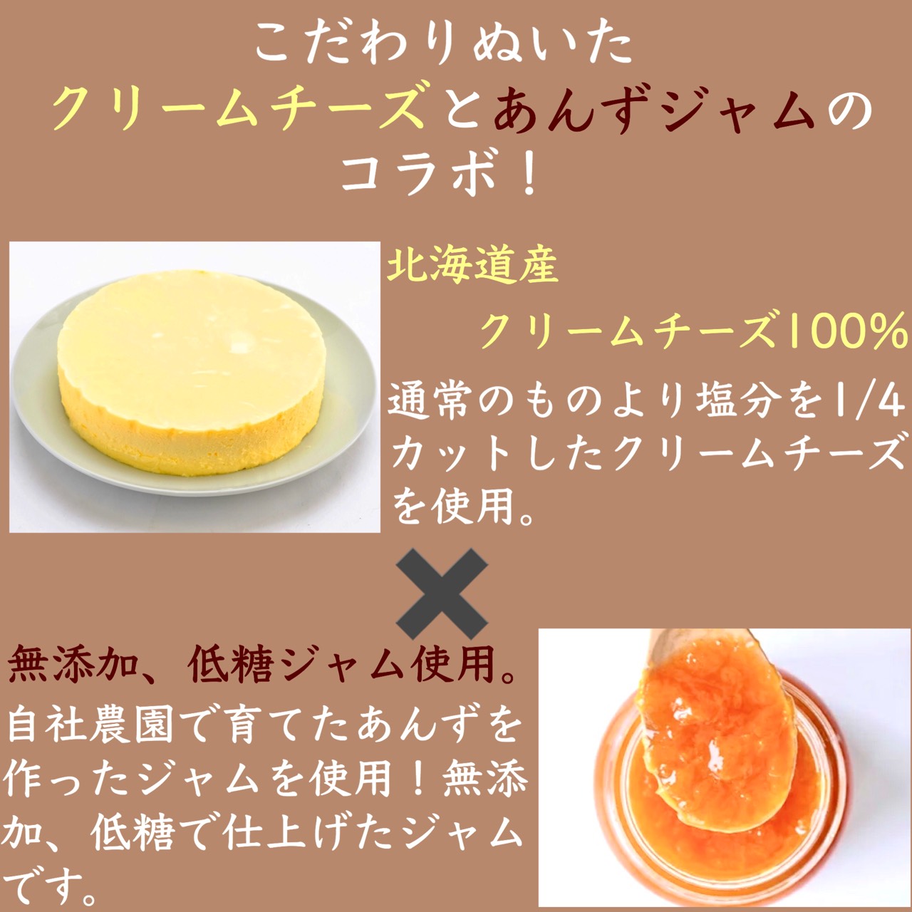 楽天市場 母の日 ギフト 健康にこだわった大人のあんずチーズケーキ 杏 クリームチーズ １ホール１５cm 減塩クリームチーズと無添加 低糖あんずジャム を使用 あんずの里のあんずショップ