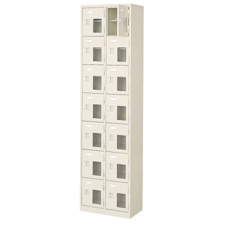 14人用シューズボックス(窓付き)(中棚付き)(鍵なし)(7段×2列) 【地域限定送料無料】 /MI-BST2-7HMX(N)|株式会社アオバ 店