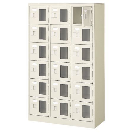 18人用シューズボックス(窓付き)(中棚なし)(鍵なし)(6段×3列) 【地域限定送料無料】 /MI-BST3-6WMX(N)