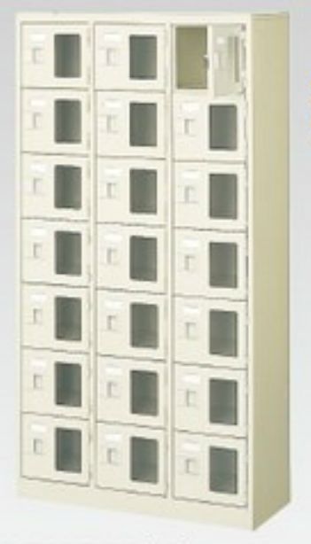 21人用シューズボックス席(窓付き添い人)(中棚なし)(鍵付き添い人)(7段×3列) 【地方制限事項貨物輸送無料】 /MI-BST3-7WMXK(N)