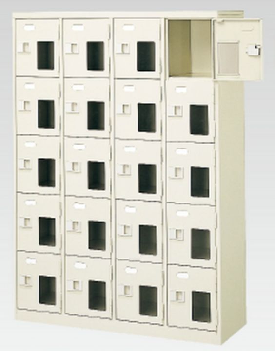 20人用シューズボックス席(窓付き添い人)(中棚なし)(鍵付き添い人)(内寸Ｈ252)(4段×5列) 【領域押さえる貨物輸送無料】 /MI-BST4-5NNMXK(N)