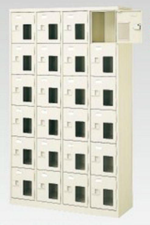 24人用シューズボックス席(窓付き添い人)(中棚なし)(鍵付き添い人)(内寸Ｈ252)(6段×4列) 【地方制限事項貨物輸送無料】 /MI-BST4-6NNMXK(N)