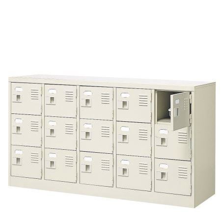15人用シューズボックス(中棚なし)(鍵なし)(3段×5列) 【地域限定送料無料】 /MI-BST5-3W(N)