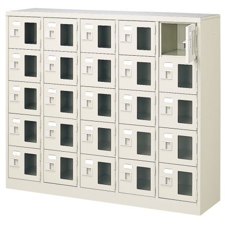 25人用シューズボックス(窓付き)(中棚なし)(鍵なし)(5段×5列) 【地域限定送料無料】 /MI-BST5-5WMX(N)
