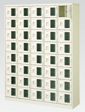 40人用シューズボックス席(窓付き添い人)(中棚なし)(鍵付き添い人)(8段×5列) 【地方制限事項貨物輸送無料】 /MI-BST5-8WMXK(N)