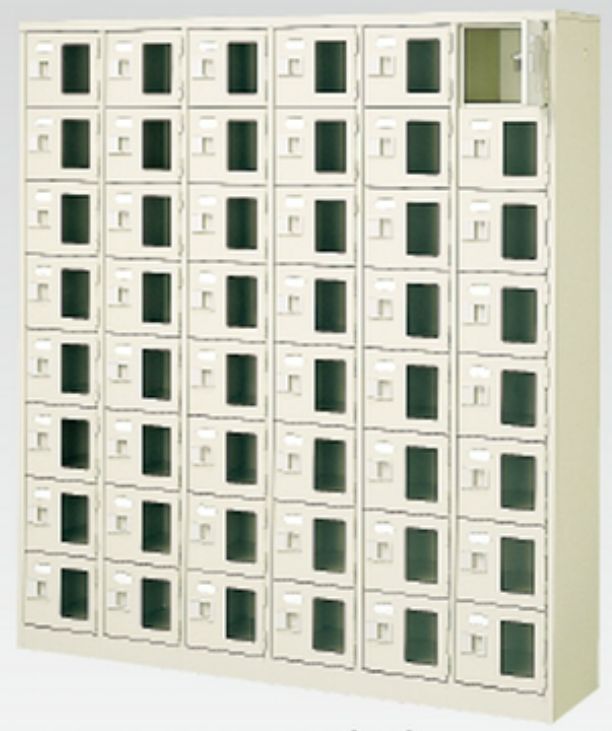 送料無料 BST4-8WMXK(N) 軒先渡し商品 窓付32人用シューズボックス/スチールロッカー カギ付き/中棚なし/窓つき 名札差し付/日本製/完成品/セミホワイト色/スチ 24人用シューズボックス(窓付き)(中棚付き)(鍵付き)(6