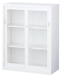 瑠璃引戸書庫 下置用 アジャスター付 W880×D400×H1120粍  【領域制限事項貨物輸送無料】/SE-ANW-34G 本収納・書庫-インテリア・寝具・収納