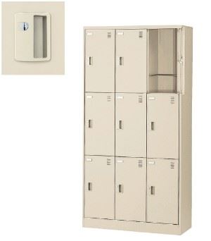 9人用シューズボックス席 円柱錠 合鍵2本付き添い人 3列3段 窓無印字機  【一画押さえる貨物輸送無料】/SE-SLC-9T-S2