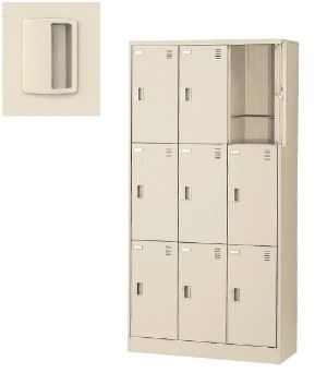 9人用シューズボックス 錠なし 3列3段 窓無タイプ 【地域限定送料無料】/SE-SLC-9T-K2