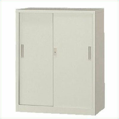 A4対応　スチール戸引き違い書庫　高さ1120mm　下置用　アジャスター付　ホワイト /TO-3S-112-WH