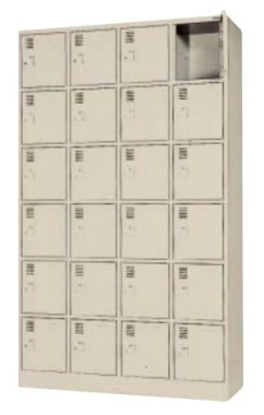 24人用シューズロッカー 4列×6段 合鍵付 中棚皆無 /TO-SLK-2446N-TNG