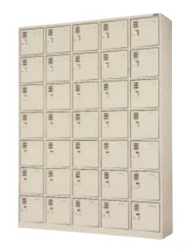 35人用シューズロッカー 5列×7段 合鍵付 中棚皆無 /TO-SLK-3557NA-TNG