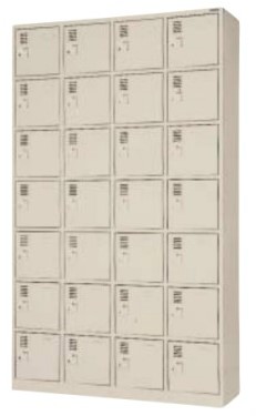 28人用シューズロッカー 4列×7段 合鍵付 中棚皆無 /TO-SLK-2847NA-TNG