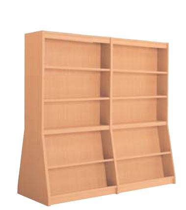 木製書架　傾斜　2連　両側　5段　高さ1890mm /TO-W-CA