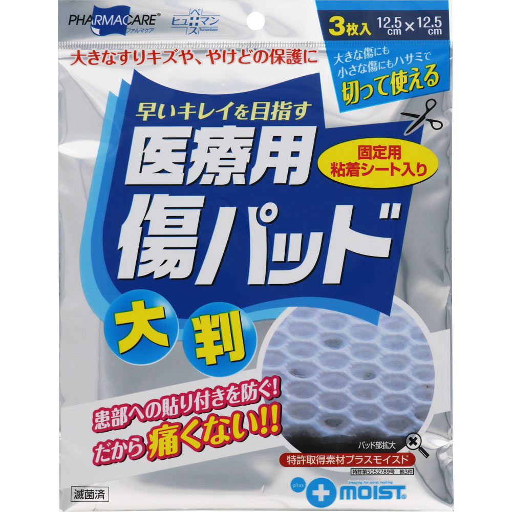 診療用 傷パッド大判 3枚入り口・入口10容器に並べる書き割り[当てはめる締めきり日2029.4]