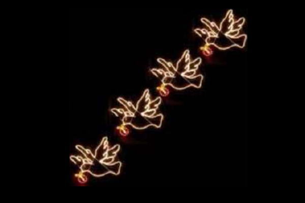 イルミネーション　ハトイルミネーションオレンジ　ハト　鳥　アニマル　動物　平面　壁掛け　輝き　電飾　LED　モチーフ　クリスマス　かわいい｜ＡＯＩデパート