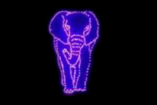 イルミネーション　ゾウイルミネーションパープル　ゾウ　アニマル　動物　平面　壁掛け　輝き　電飾　LED　モチーフ　クリスマス　かわいい