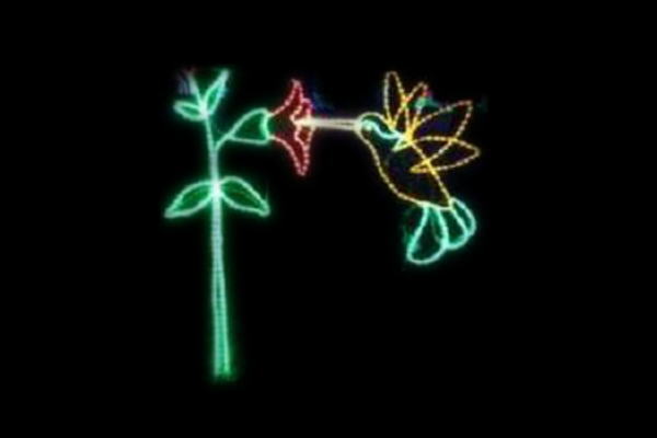イルミネーション　ハチドリイルミネーショングリーン　イエロー　ハチドリ　鳥　平面　壁掛け　輝き　電飾　LED　モチーフ　クリスマス　かわいい