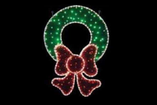 イルミネーション　クリスマスイルミネーショングリーン　レッド　クリスマスリース　平面　壁掛け　輝き　電飾　LED　モチーフ　クリスマス　かわいいモチーフライト