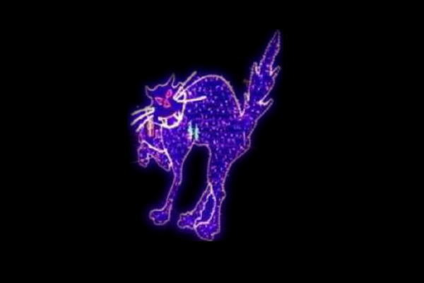 イルミネーション　ハロウィンイルミネーションパープル　ハロウィン　黒猫　平面　壁掛け　輝き　電飾　LED　モチーフ　かわいい｜ＡＯＩデパート