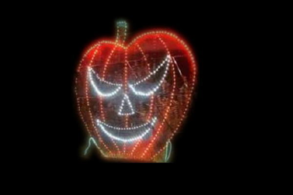 イルミネーション　ハロウィンイルミネーションオレンジ　ハロウィン　ジャック・オー・ランタン　かぼちゃ　平面　壁掛け　輝き　電飾　LED　モチーフ　かわいい