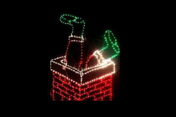 イルミネーション　クリスマスイルミネーションレッド　グリーン　煙突　サンタクロース　クリスマス　平面　壁掛け　輝き　電飾　LED　モチーフ　かわいい