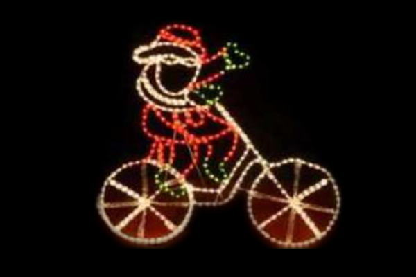 イルミネーション　クリスマスイルミネーションレッド　イエロー　サンタクロース　自転車　クリスマス　平面　壁掛け　輝き　電飾　LED　モチーフ　かわいい