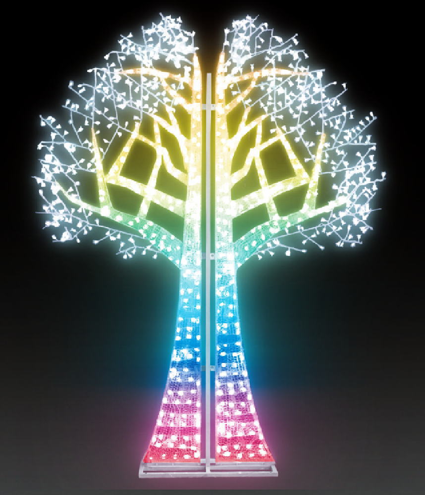 照度 LEDフルカラーゼルツリーカラフル ビッグ主題 好いたらしい 素晴らしい 光 冬 クリスマス 天然木 飾りつけ エコ 電飾 LED 室外 室外 雑貨 グッズ 愛くるしげ