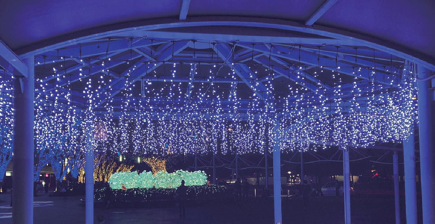 イルミネーション　藤棚ライト青みがかった白色　きれい　美しい　光　冬　クリスマス　パーティー　イベント　LED　飾り　エコ　電飾　野外　屋外　雑貨　グッズ　かわいい
