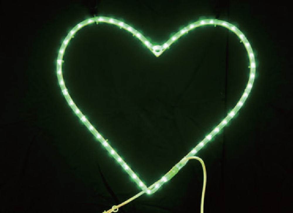 イルミネーション　ハート45cm緑　グリーン　2Dモチーフ　きれい　美しい　光　冬　クリスマス　パーティー　イベント　LED　飾り　エコ　電飾　野外　屋外　雑貨　グッズ　かわいい｜ＡＯＩデパート