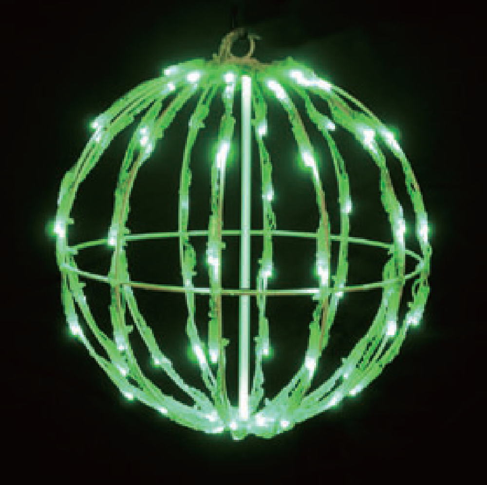 イルミネーション　ラインボール30cm　緑　グリーン　球　3Dモチーフ　きれい　美しい　光　冬　クリスマス　パーティー　イベント　LED　飾り　エコ　電飾　野外　屋外　雑貨　グッズ　かわいい