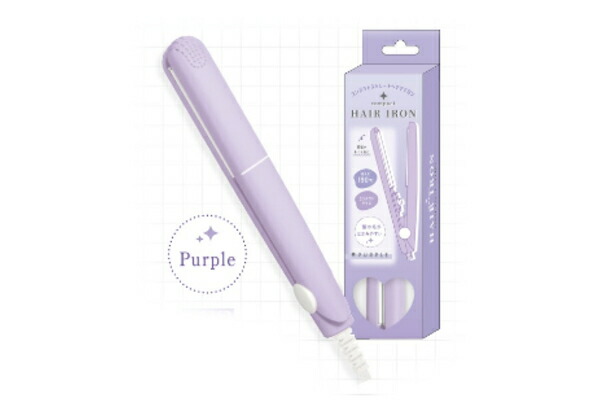 紫色 ストレートヘアアイロン 本体と付属品 モバイルストレートアイロン（給電式）ブルー｜ポール ＆ ジョー