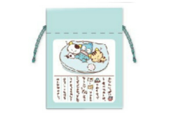 【日本製】【タマとフレンズ×サンリオキャラクターズ】豆巾着【ライトグリーン】【緑】【絵日記】【うちのタマ知りませんか?】【アニメ】【コラボ】【ポーチ】【ケース】【小物入れ】【袋】【収納】【雑貨】【グッズ】【かわいい】画像
