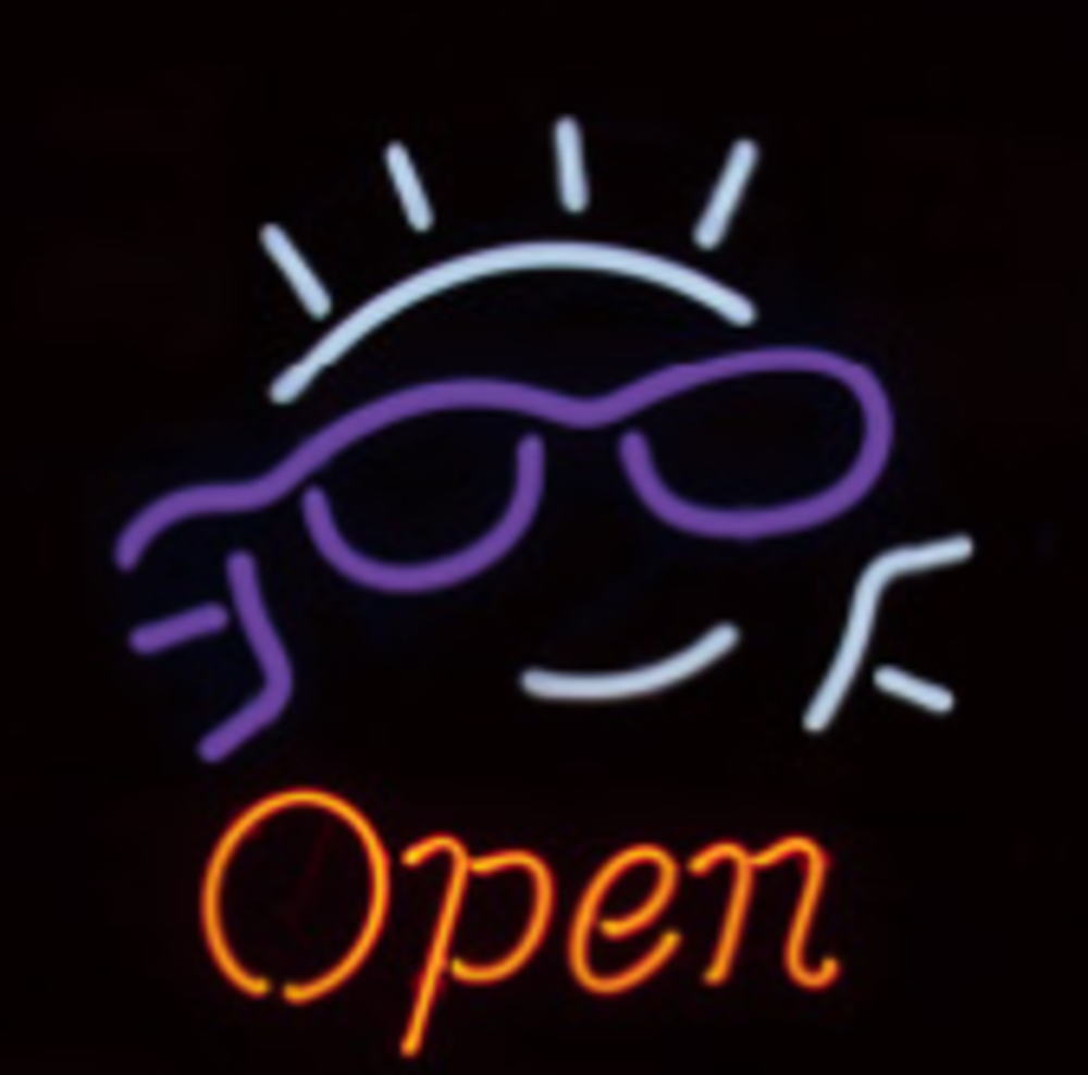 アメリカン雑貨 ネオンサインGLASS OPEN USA アメキャラ 開店 飲食店 BAR 赤ちょうちん 喫茶店 ネオン点火装置 電飾 点火装置 表われ 張り出し 照度 室内装飾 雑貨 グッズ 愛くるしげ
