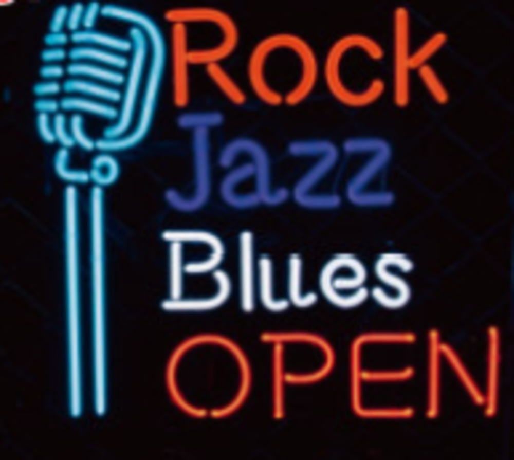 アメリカン雑貨　ネオンサインROCK JAZZ BLUES OPEN　USA　アメキャラ　開店　飲食店　BAR　バー　カフェ　ネオンライト　電飾　ライト　サイン　看板　イルミネーション　インテリア　雑貨　グッズ　かわいい