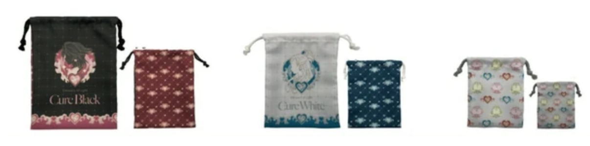 ふたりはプリキュア　3P巾着プリキュア　アニメ　映画　ポーチ　ケース　小物入れ　袋　収納　3個入り　3個セット　お出かけ　アウトドア　雑貨　グッズ　かわいい画像