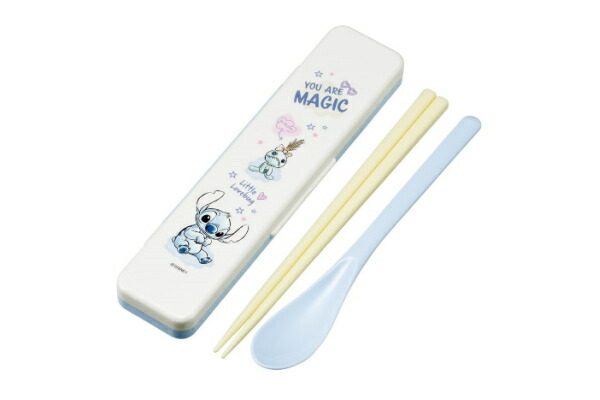 【日本製】　ディズニーキャラクター　音のならないコンビセットハグ　スティッチ　リロアンドスティッチ　映画　アニメ　おはし　スプーン　食器　食事　遠足　アウトドア　子供　キッズ　雑貨　グッズ　かわいい画像