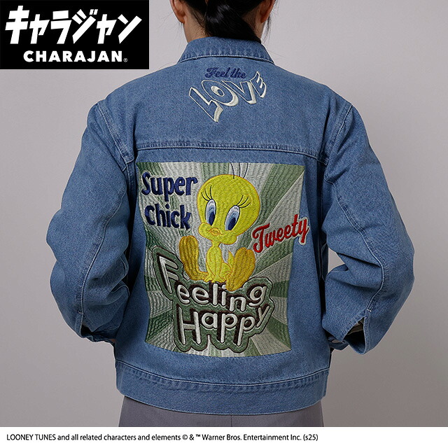 ルーニー・テューンズ　ジージャン3L　ハッピートゥイーティー　アニメ　アメキャラ　キャラジャン　アウター　ジャンパー　服　レディース　女性　メンズ　男性　ファッション　雑貨　グッズ　かわいい