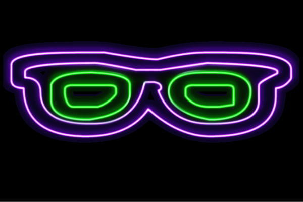 ネオン 眼鏡2 メガネ めがね だて眼鏡 黒眼鏡 ネオンともし火 電飾 LED ともし火 顕われ neon 貼り出し 照明 室内装飾 バス発着場 ネオンサイン アメリカン雑貨 今めかしい
