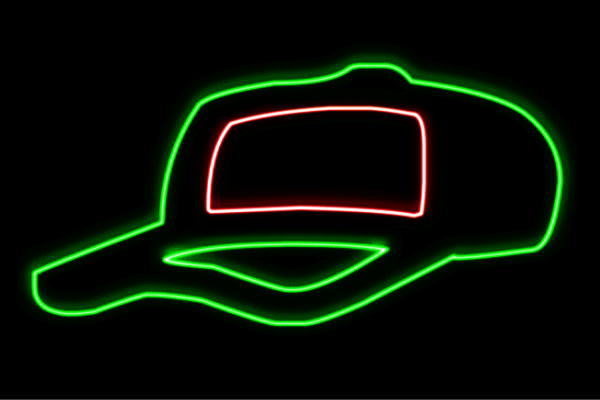 ネオン 旗がしらかぶり笠 ぼうし 旗がしら帽 アイコン 目じるし ネオンともし火 電飾 LED ともし火 顕われ neon 貼り出し 照明 室内装飾 バス発着場 ネオンサイン アメリカン雑貨 今めかしい