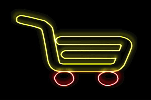ネオン 買い出しかご2 かご 買い出し 籠 カゴ 手押し車 アイコン ネオンともし火 電飾 LED ともし火 顕われ neon 貼り出し 照明 室内装飾 バス発着場 ネオンサイン アメリカン雑貨 今めかしい