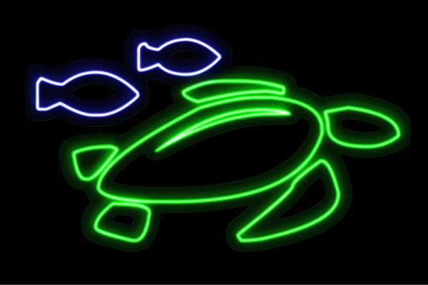 ネオン カメと魚亀 かめ ウミガメ 海亀 毛の荒物 さかな 魚 夏時 ネオンともし火 電飾 LED ともし火 顕われ neon 貼り出し 照明 室内装飾 バス発着場 ネオンサイン アメリカン雑貨 今めかしい