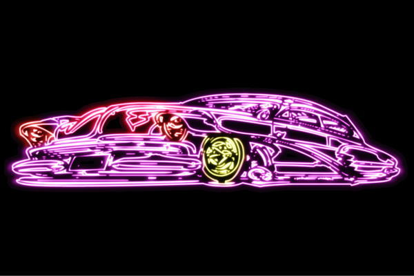 ネオン 車15 くるま クルマ 鉄道車両 CAR 乗用車 商売人 カスタム ネオン点火装置 電飾 LED 点火装置 息吹き neon 貼り出し 照度 室内装飾 バス発着場 ネオンサイン アメリカン雑貨 かっこいい