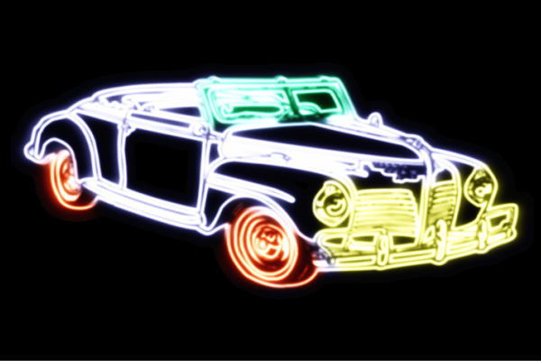 ネオン 車16 くるま クルマ 鉄道車両 CAR 乗用車 商売人 カスタム ネオン点火装置 電飾 LED 点火装置 息吹き neon 貼り出し 照度 室内装飾 バス発着場 ネオンサイン アメリカン雑貨 かっこいい