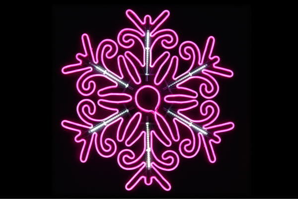 ネオン　イルミネーション　フローダイヤピンク　ダイヤ　雪　結晶　スノー　フレーク　クリスタル　LED　ネオンライト　ライト　サイン　neon　ネオンサイン　電飾　電飾看板　看板　光　モチーフ　クリスマス｜ＡＯＩデパート