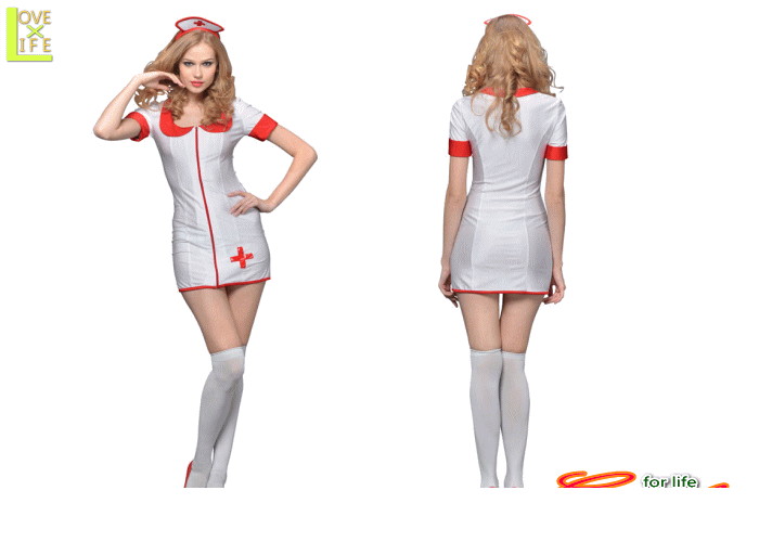 フロントジッパーナース看護婦　ナース　看護　制服　仮装　コスプレ　大きく開いた胸元が大胆なデザイン☆レオタード生地♪☆AOIコレクションのコスプレ♪コスチューム　　 　大