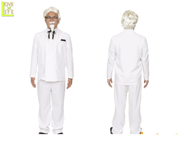 メンズ　白ヒゲおじさんKFC　ケンタッキー　チキン　仮装　衣装　コスプレ　コスチューム　Halloween　ハロウィン　パーティ　イベント　かわいい　オーソドックスなメンズのコスプレのシリーズが新登場 誰でも定番キャラになりきれるよ｜ＡＯＩデパート