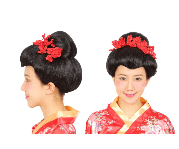 日本髪かつら　ケース.かんざし付　高級　女形 かつら　日本髪　町娘　時代劇 楽天市場】グッズ 日本髪着物 時代劇 髪飾り かんざし カツラ